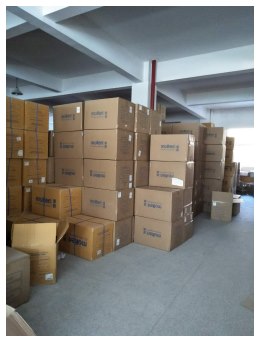Cartons staged in the warehouse